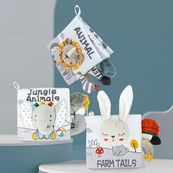 Хвосты маленьких животных Мягкая Тканевая Книжка для раннего обучения Мягкие книги 3D-ткань Когнитивные игрушки для раннего обучения