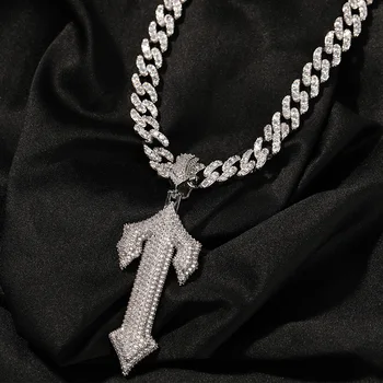 Хип-хоп Мужская латунная цепочка из циркона с кубическим цирконием, ожерелье, большой крест, подвеска для мужчин, бесплатная доставка