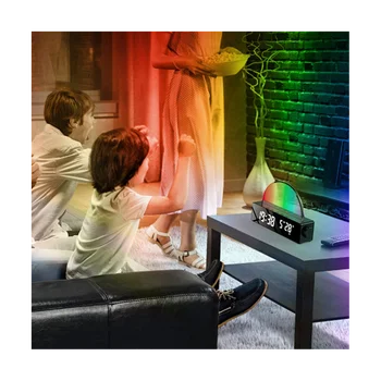 Цифровой будильник RGB, красочный светодиодный дисплей, современные настольные часы, оформление будильника, белый