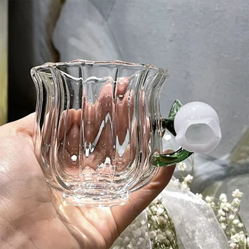 Чашка с белой колокольчатой орхидеей, трехмерная чашка для воды из термостойкого стекла ручной работы, небольшая группа, красивый подарок, девушка