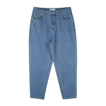 Черные уличные брюки для мальчиков, мужские японские синие джинсы из денима, мужская прямая Длинная свободная рабочая спецодежда, повседневные хлопчатобумажные брюки для мальчиков