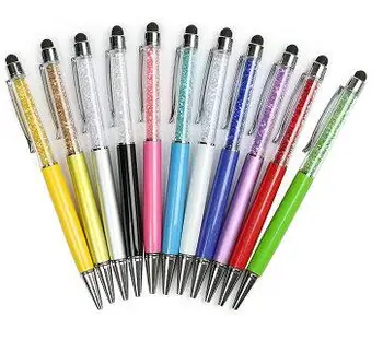Шариковые ручки с кристаллами алмазов + емкостный стилус 2 в 1 Новинка, металлическая шариковая ручка Zakka Touch, Канцелярские подарки