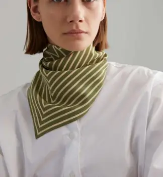 Шарф San Remo зеленый шелковый шарф с монограммой квадратной формы 57 см, женские модные шелковые шарфы в полоску, повязка на голову