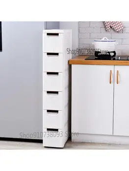 Шкаф для хранения с прорезями 19 см Выдвижного типа, кухонный шкаф для хранения, полка для ванной комнаты, пластиковый Узкий боковой шкаф