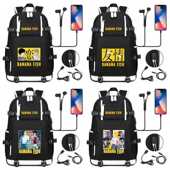 Школьные сумки Аниме, рюкзак с рыбками-бананами, дорожная сумка для ноутбука, сумки для книг для студентов, сумки через плечо для взрослых