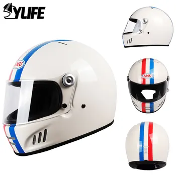 Шлем для мотокросса в стиле ретро из стекловолокна, мотоциклетный шлем Four Seasons, дышащий мотоциклетный шлем, вместительный шлем для мото