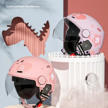 Шлем, сертифицированный 3C, Новый детский мотоциклетный шлем, Мультяшный полушлем, Всесезонный Универсальный защитный шлем