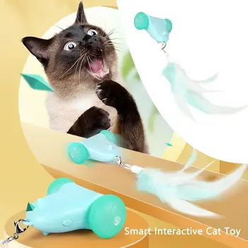 Электрическая мышь Smart Interactive Cat Toy USB Перезаряжаемые Автоматические мыши Play Funny Cat Feather Toy Товары для домашних животных