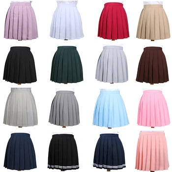 Японская плиссированная юбка Cos Macarons с высокой талией Женские юбки Женские кавайные женские Корейская одежда в стиле харадзюку для женщин