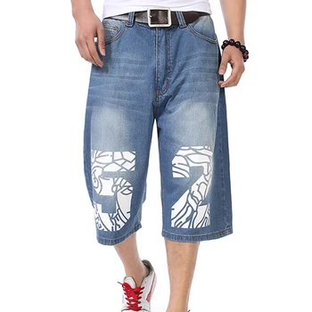 Модные мужские свободные джинсы в стиле хип-хоп, короткие джинсы для скейтборда, мужские модные брюки в американском стиле, размер 30-46