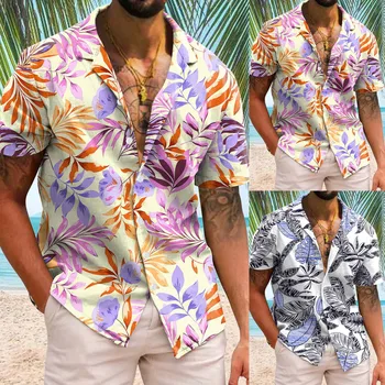 Модные Рубашки Из Кокосовой Пальмы Для Мужчин С 3d Принтом, Мужская Гавайская Рубашка, Пляжные Топы С коротким рукавом 5xl, Футболка, Мужская Блузка Camisa 2023